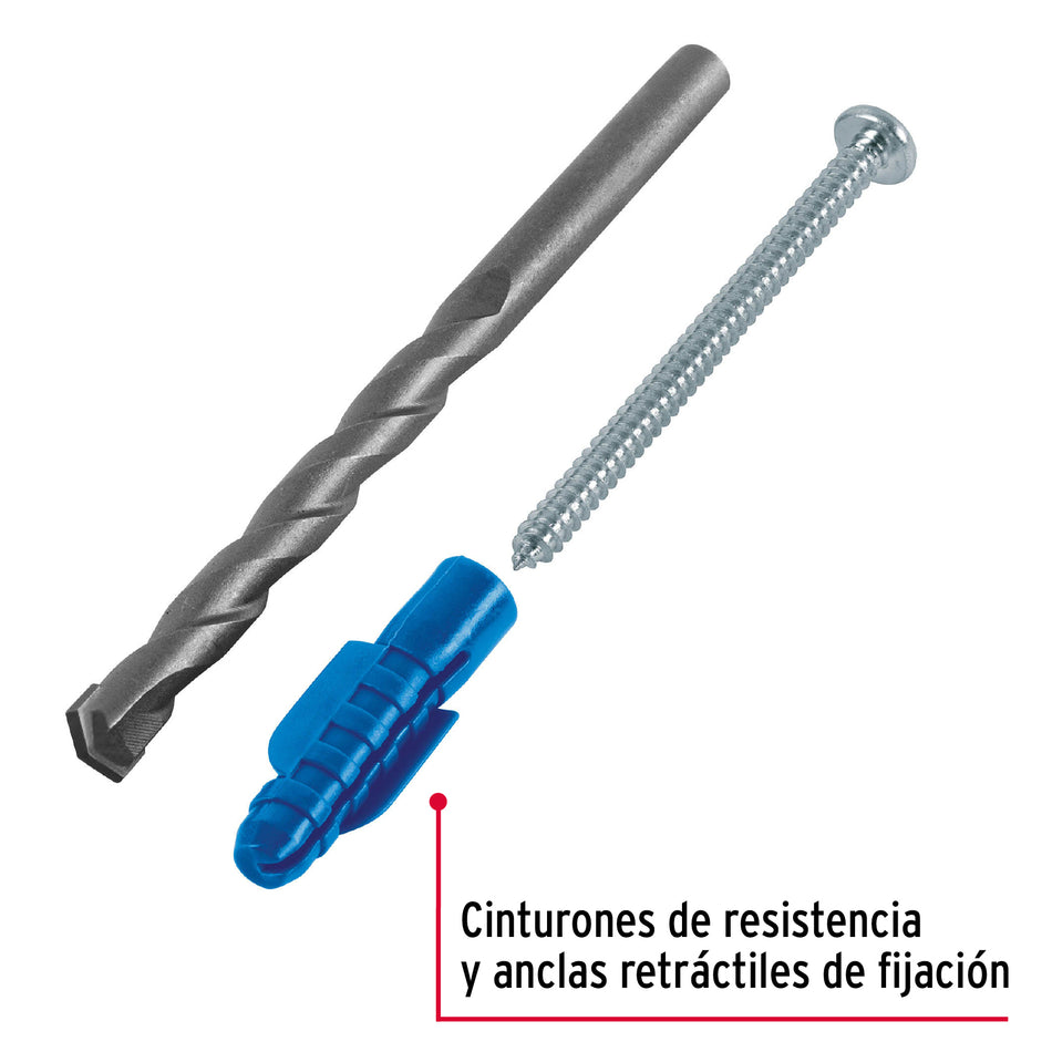 Kit de 20 taquetes 3/8" con pijas #12 y 1 broca 3/8", Fiero