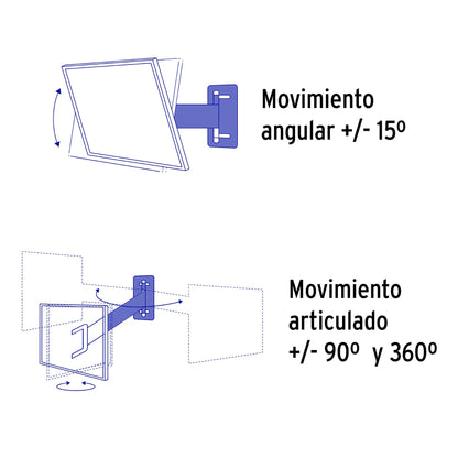 Soporte de Pared para TV 23-37 Pulgadas Triple Articulado Angular - Compatible VESA 75/100/200 - Acero Profesional