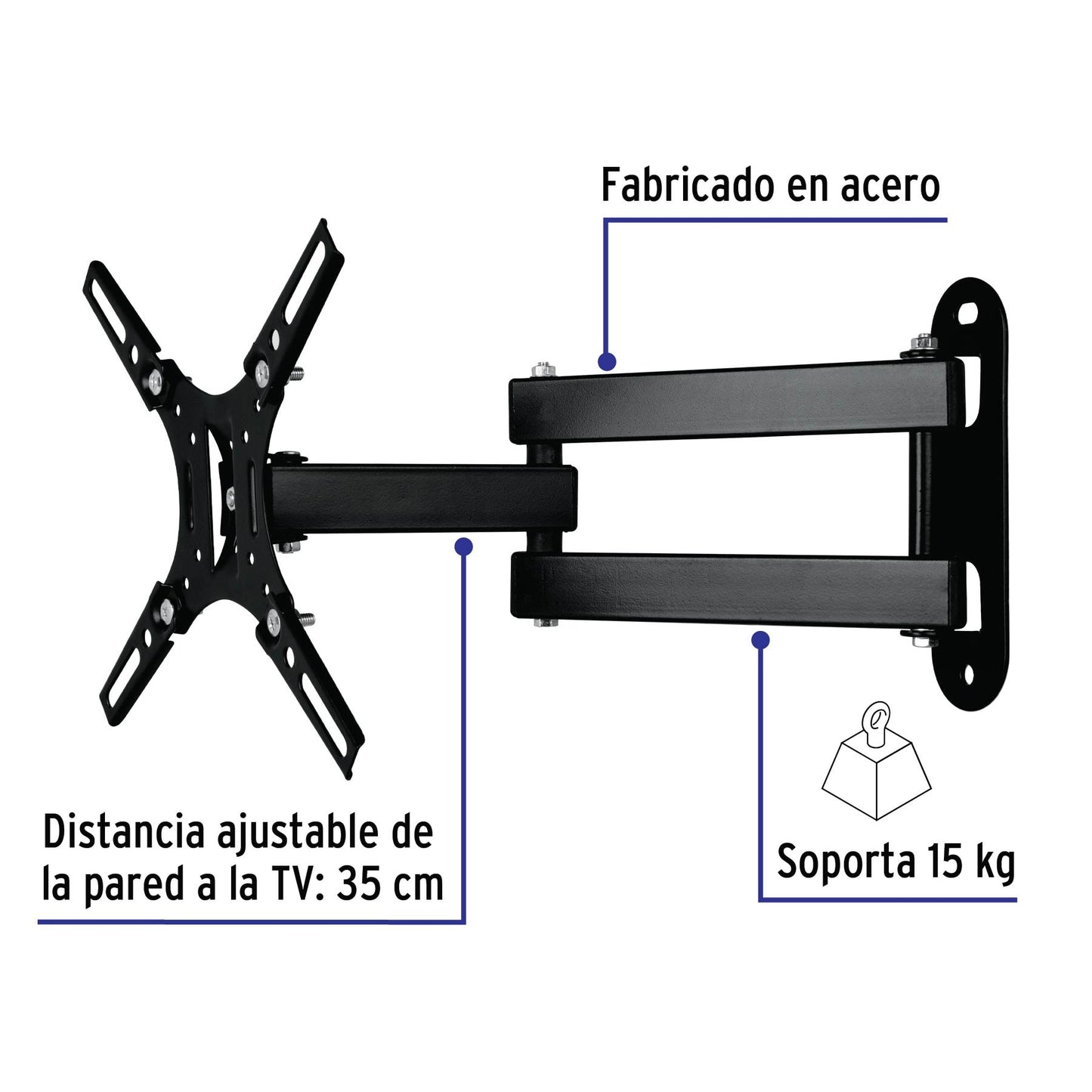 Soporte de Pared para TV 14-40 Pulgadas Triple Articulado Angular - Compatible VESA 100/130/200 - Acero Reforzado