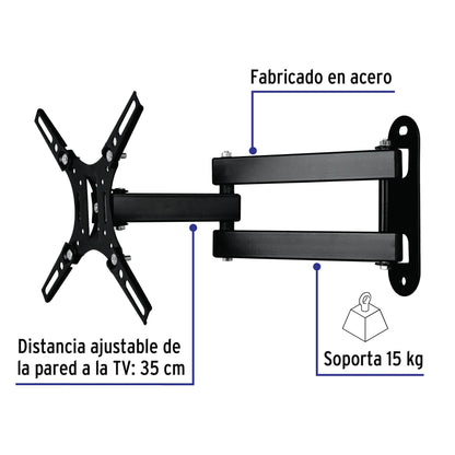 Soporte de Pared para TV 14-40 Pulgadas Triple Articulado Angular - Compatible VESA 100/130/200 - Acero Reforzado