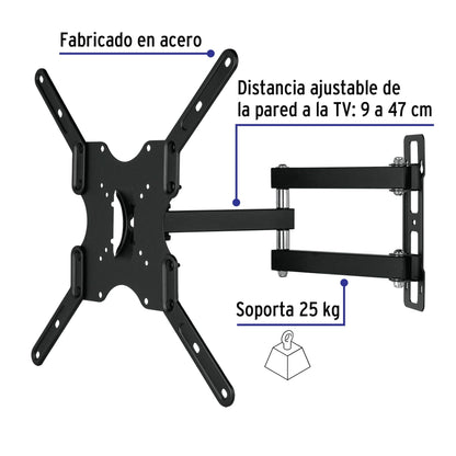 Soporte de Pared para TV 23-42 Pulgadas Triple Articulado Angular - Compatible VESA 75/100/200/300/400 - Acero Premium