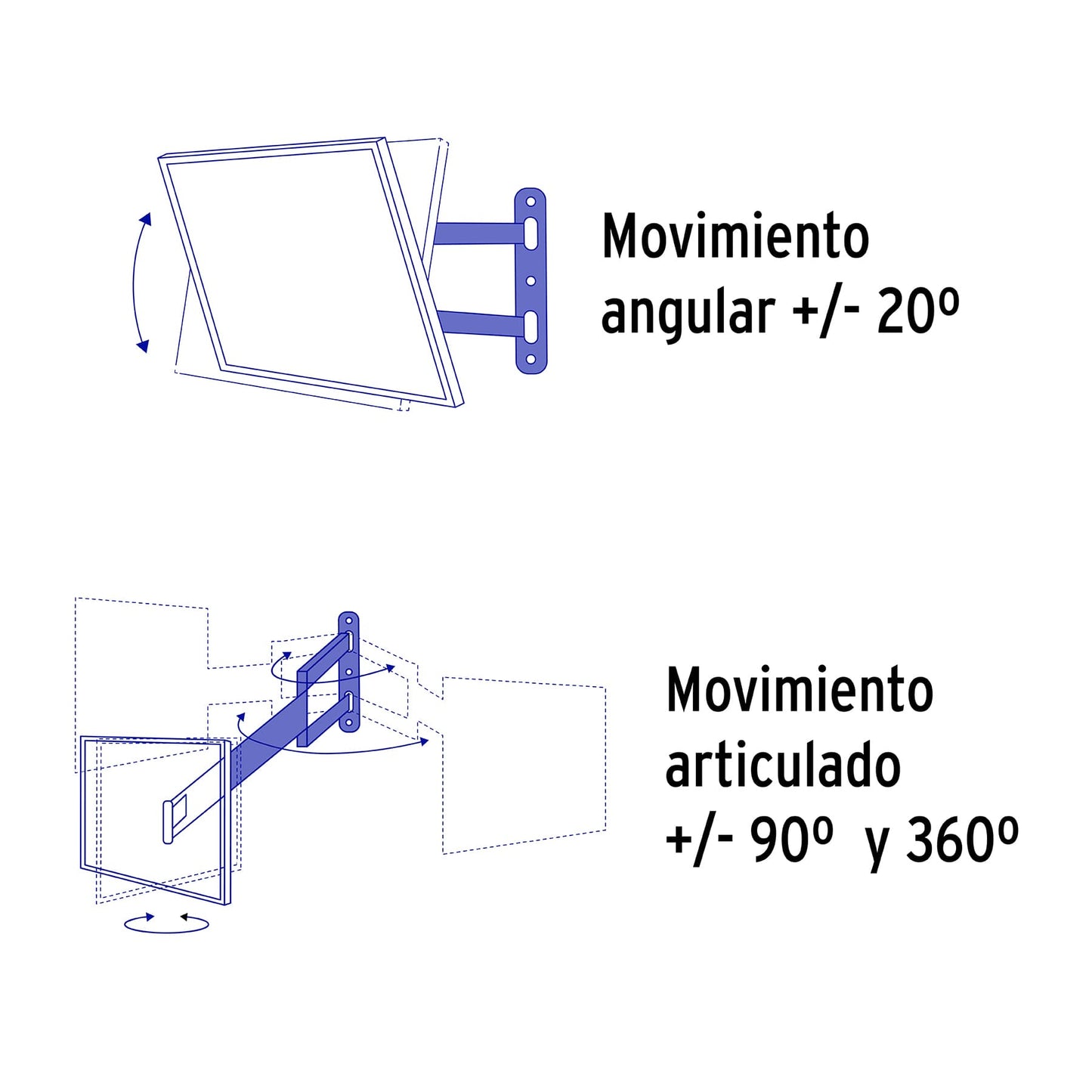 Soporte de Pared para TV 23-42 Pulgadas Triple Articulado Angular - Compatible VESA 75/100/200/300/400 - Acero Premium