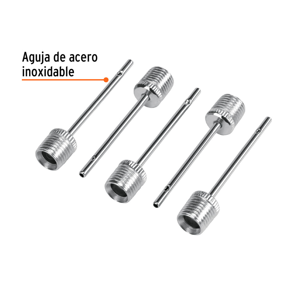 Kit 5 Válvulas Profesionales PRETUL para Inflar Balones - Aguja Acero Inoxidable - Solución Completa Inflado Deportivo