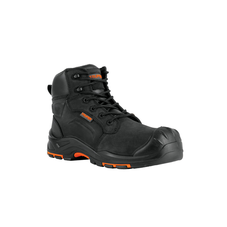 Bota de Seguridad Dieléctrica Antifatiga Truper ZC-426N #26 - Protección Eléctrica Profesional con Puntera de Acero, Suela Antideslizante y Resistencia a Aceites - Calzado Industrial Negro de Piel para Trabajadores