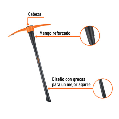 Zapapico Truper 5 lb Mango Fibra Vidrio 36" - Herramienta Profesional para Desenterrar Raíces y Romper Tierra Dura ZP-5M