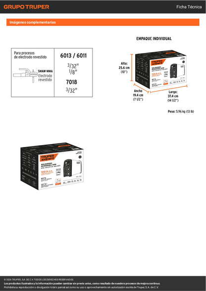 Mini soldadora inversora 100A, 127V, TRUPER EXPERT