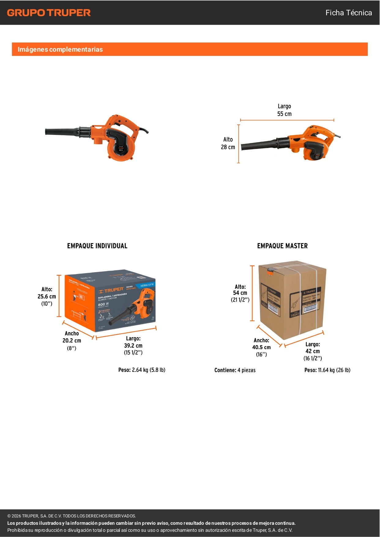 Sopladora Aspiradora Eléctrica 800W Truper – Jardín y Taller