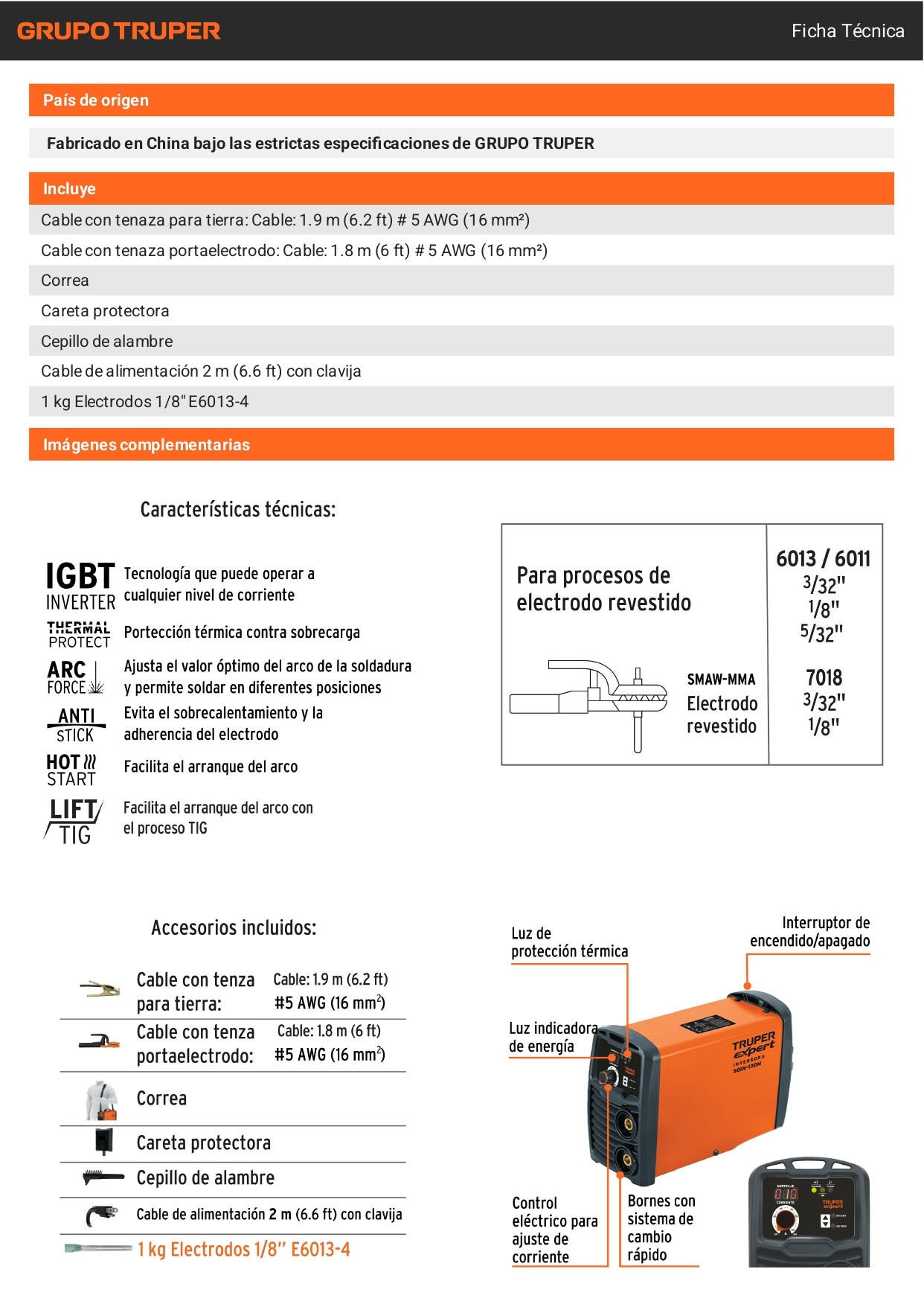Mini soldadora inversora 130A, 127V, TRUPER EXPERT