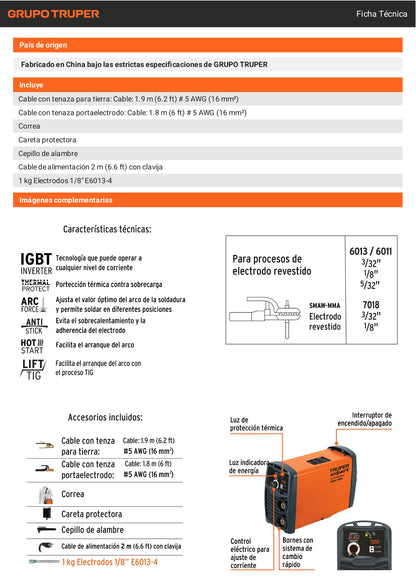 Mini soldadora inversora 130A, 127V, TRUPER EXPERT