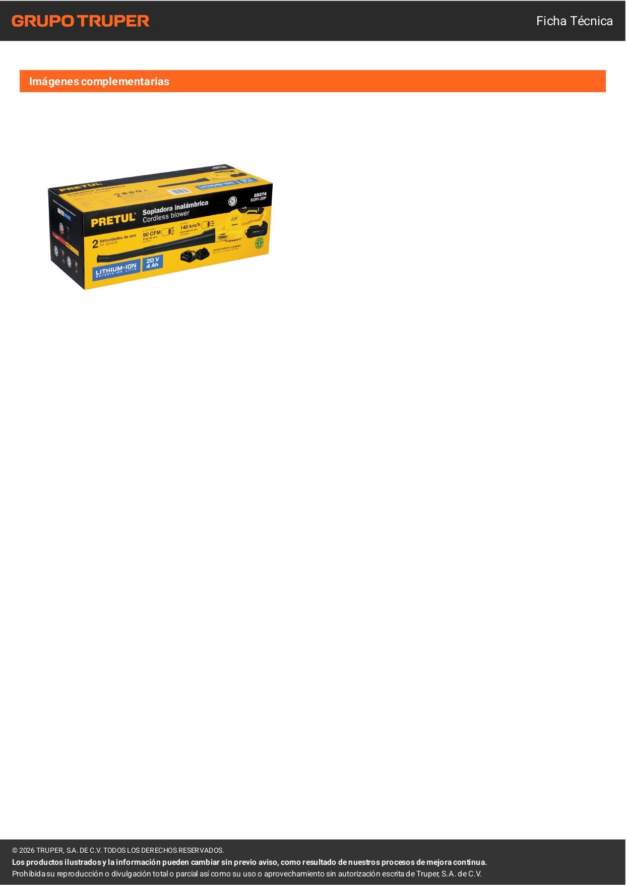 Sopladora Inalámbrica PRETUL 20V – Batería 4Ah Incluida