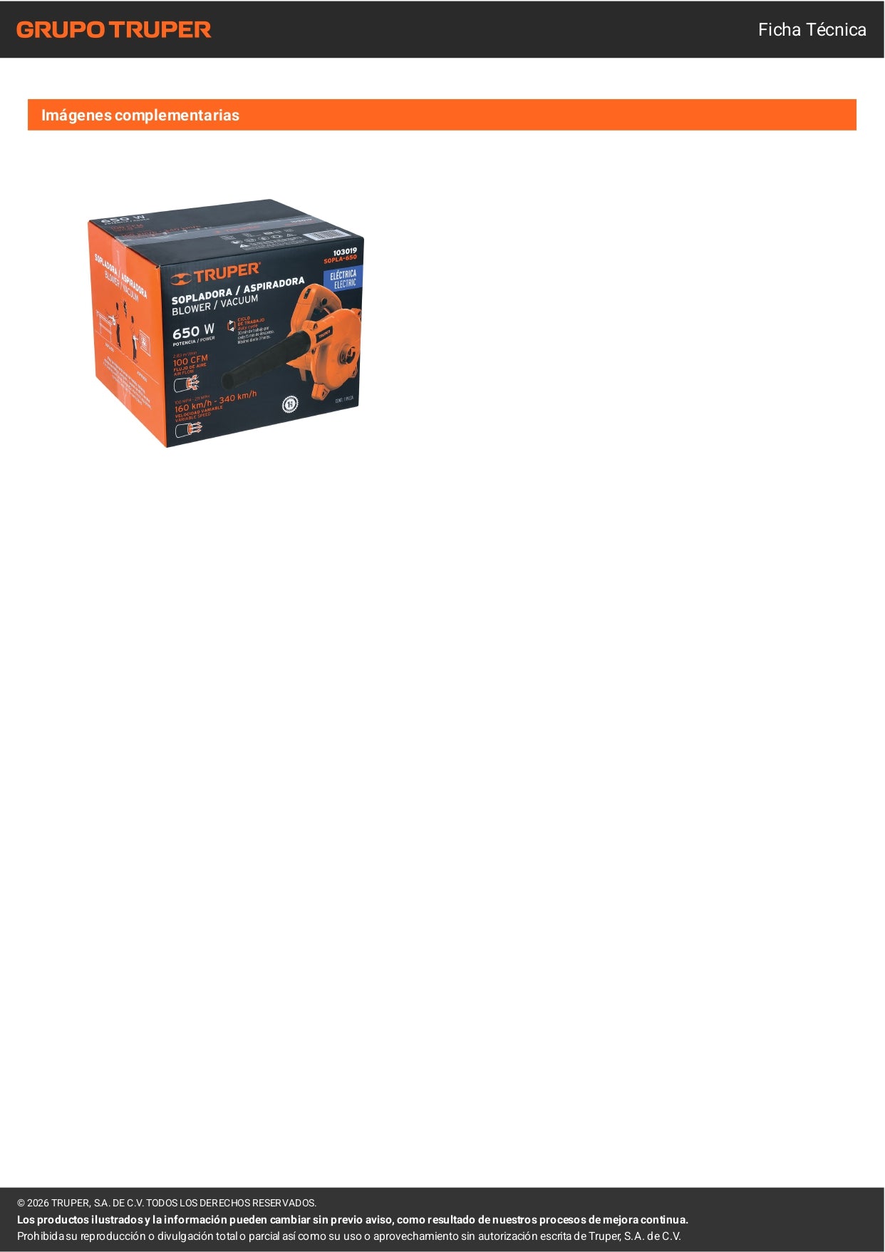 Sopladora y aspiradora eléctrica Truper 650W, ideal para taller y jardín. Potente, versátil y fácil de usar.