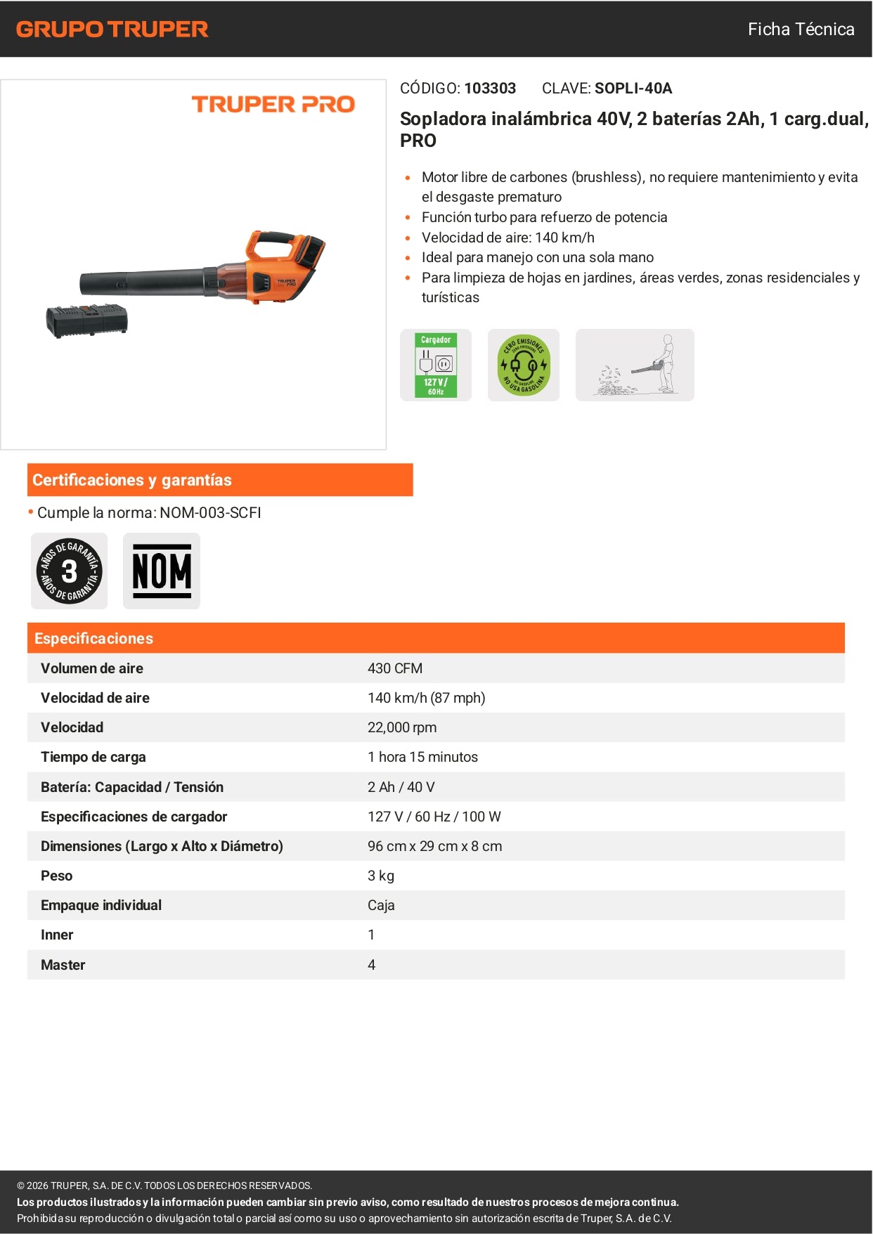 Sopladora Eléctrica 960W TRUPER | Soplador para Taller y Obra