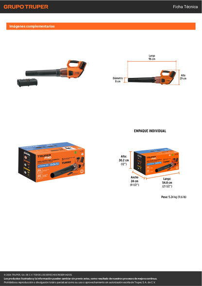 Sopladora Eléctrica 960W TRUPER | Soplador para Taller y Obra