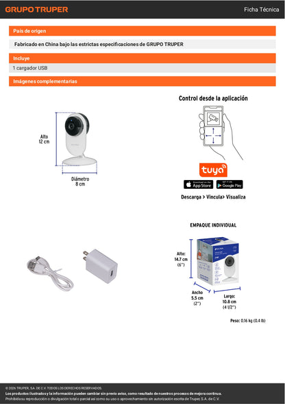 Cámara WiFi Fija 2MP VOLTECK | Cable y Posicionamiento Fijo