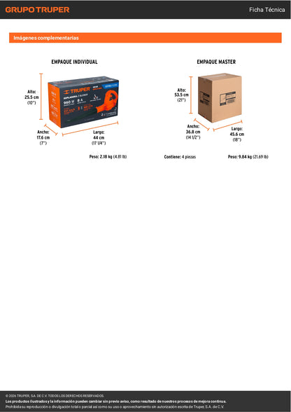 Sopladora Eléctrica TRUPER 960W – Soplador Industrial con Cable