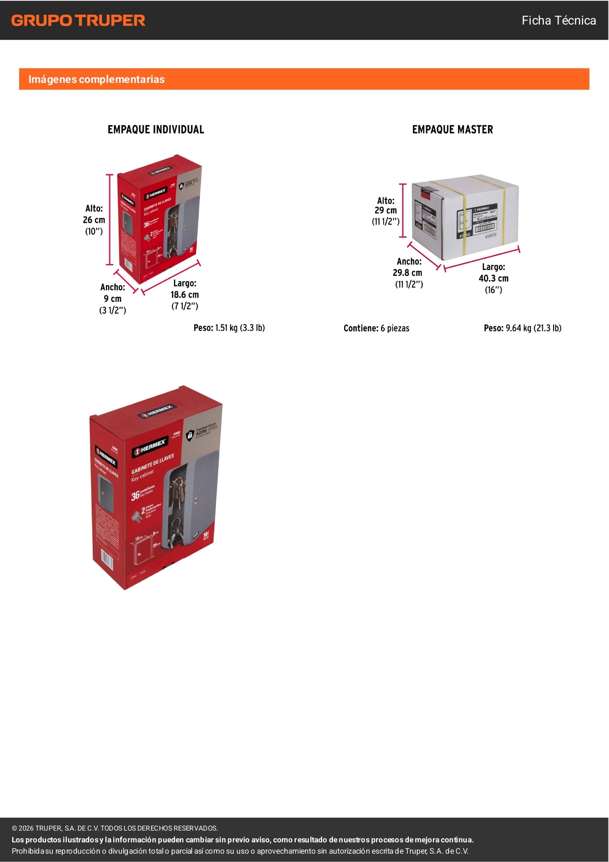 Caja Organizadora 36 Ganchos para Llaves HERMEX