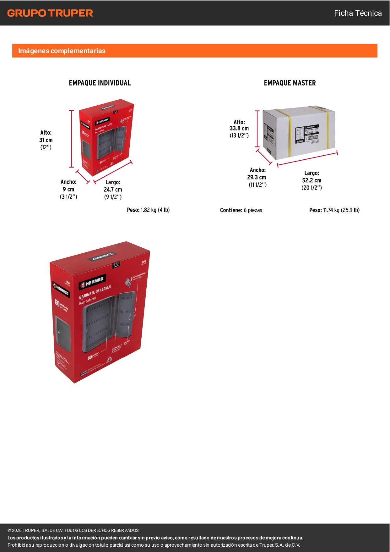 Caja Organizadora 60 Ganchos para Llaves HERMEX