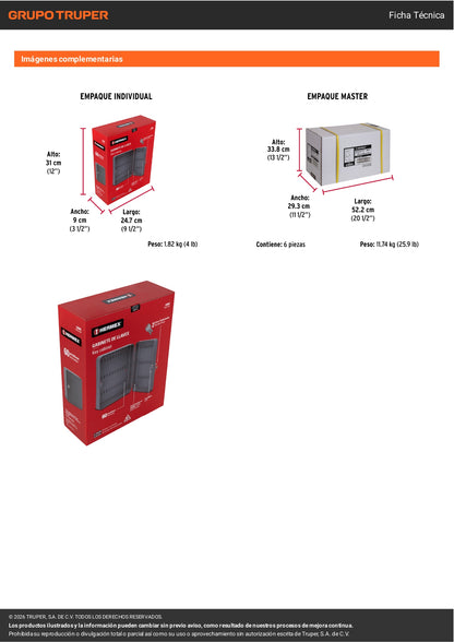 Caja Organizadora 60 Ganchos para Llaves HERMEX