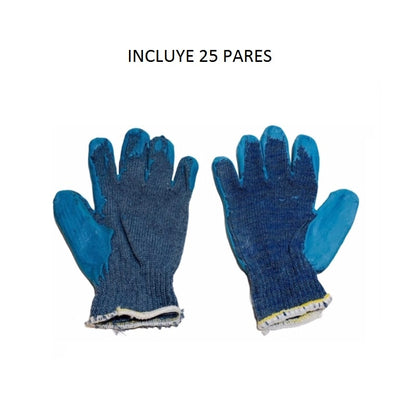 Paquete de 25 pares de guante bloquero azul, vista de palma y dorso