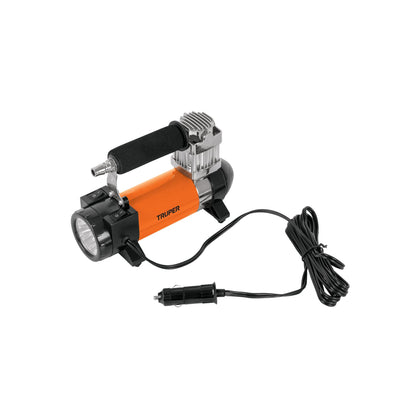 Inflador portátil Truper de 12 V con linterna LED, modelo COMP-12, con cable para encendedor de auto