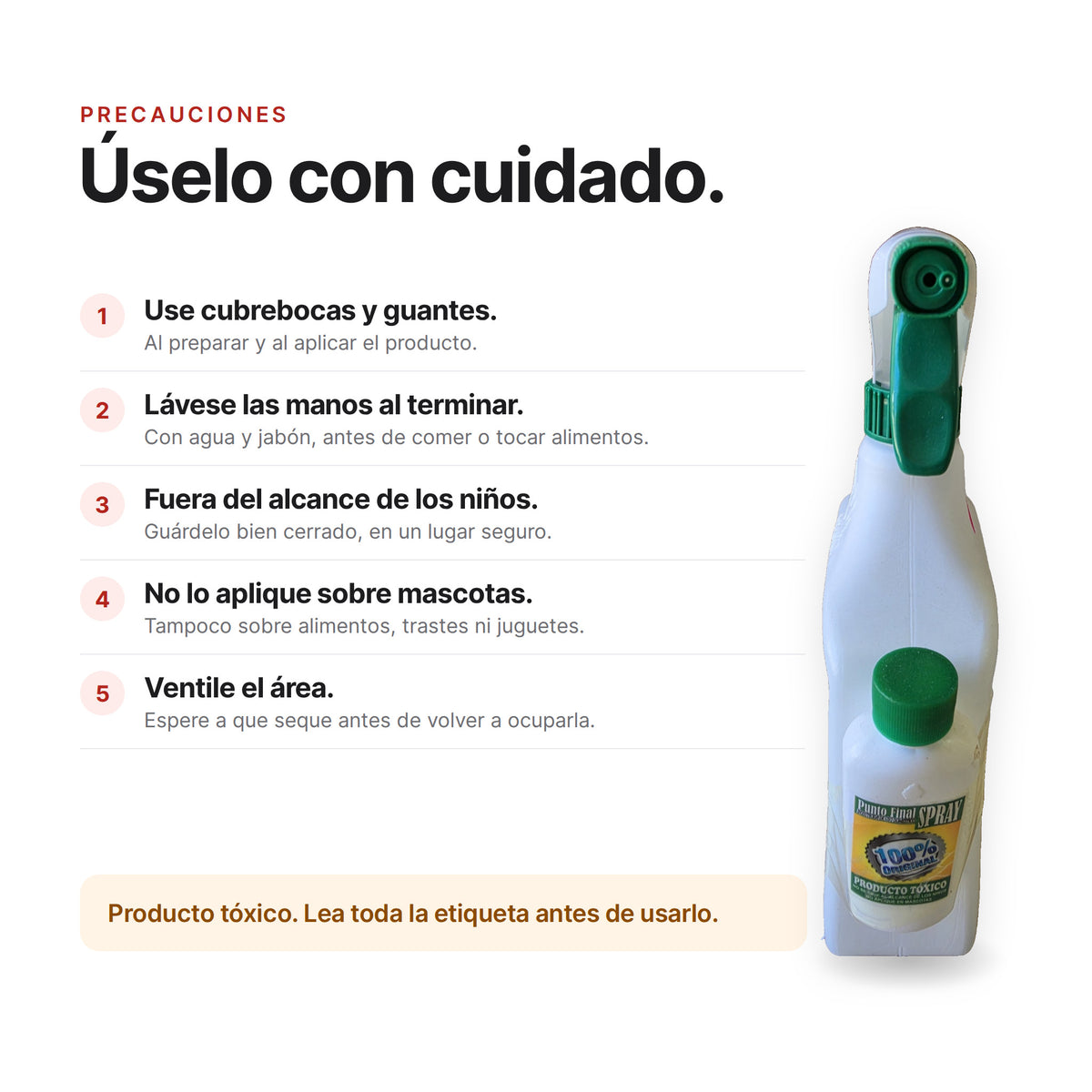 Precauciones de uso del insecticida Punto Final Spray