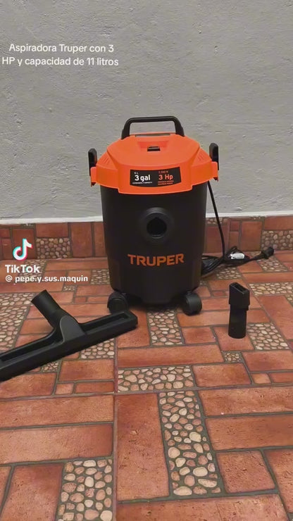 Aspiradora de sólidos y líquidos, 3 gal, plástica, negra