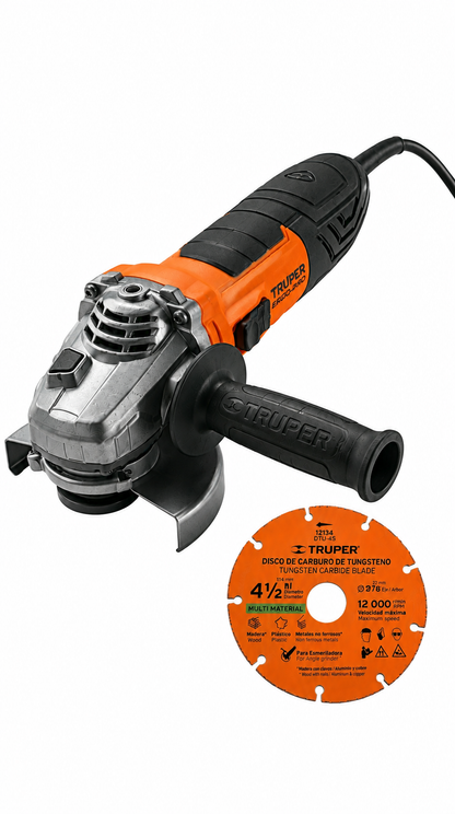 COMBO Esmeriladora Truper Ergo Pro 850W + Disco para Cortar Madera 4-1/2