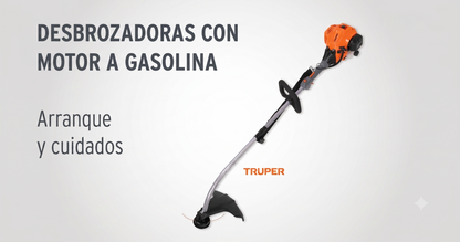 Kit Desbrozadora Gasolina 26cc TRUPER DES-26C + Hilo, Aceite, Lentes, Guantes y Tapones — Lista para Trabajar, Corte 17" Maleza y Terreno