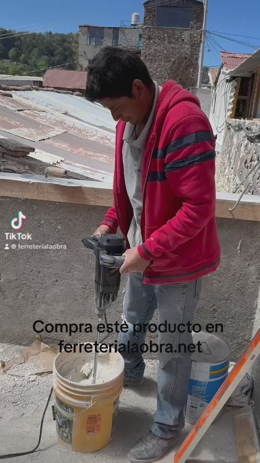 Mezcladora Eléctrica Industrial TRUPER 1500W MEZ-150N - Mezcla Mortero, Cemento y Pintura de Alta Viscosidad con 2 Velocidades