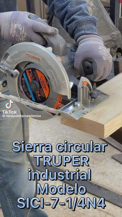 Sierra Circular TRUPER 7-1/4" 1900W Industrial SICI-7-1/4N5 - Motor Potente con LED y Ajuste Bisel 48° para Corte Preciso en Madera
