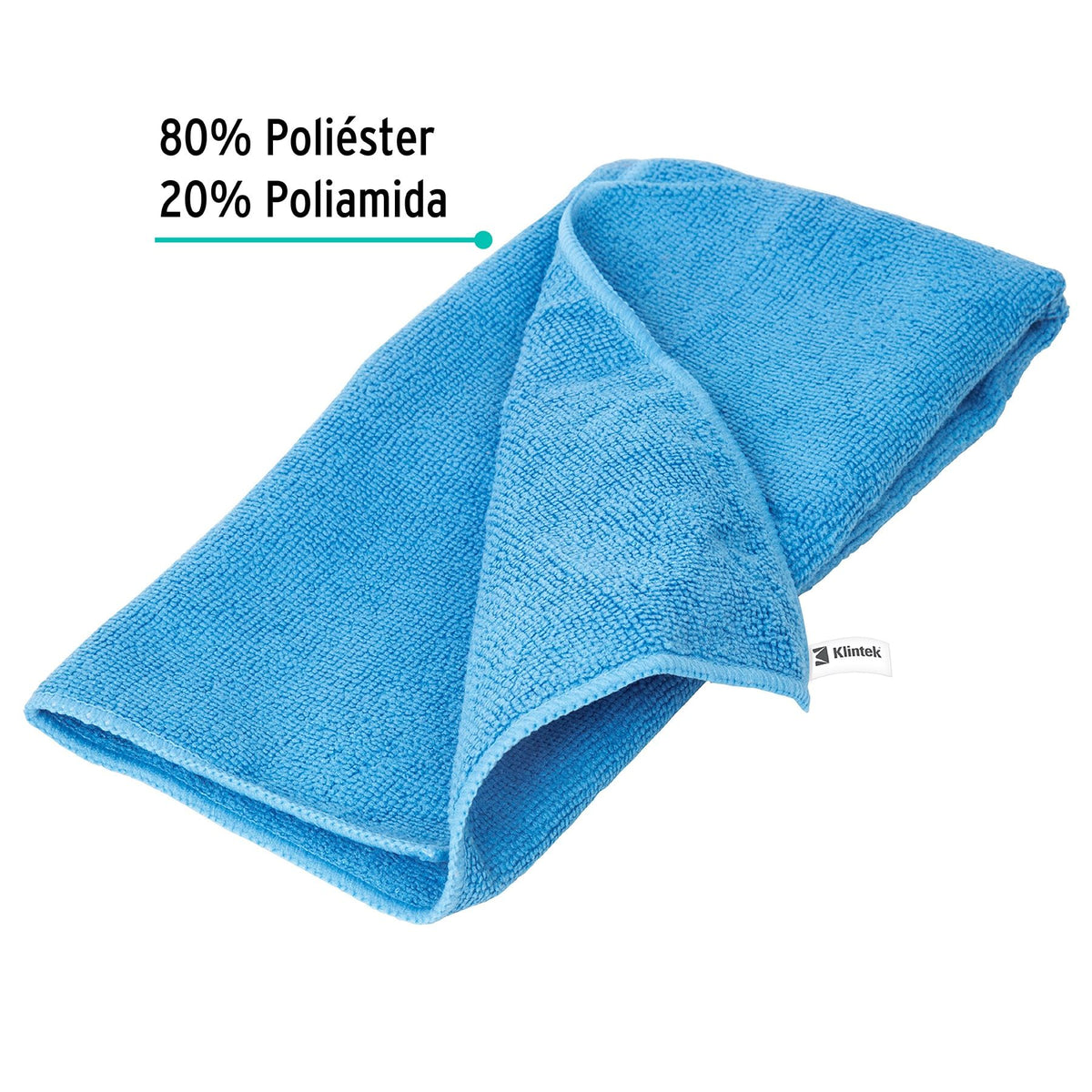 Composición de la toalla de microfibra Klintek: 80 % poliéster y 20 % poliamida