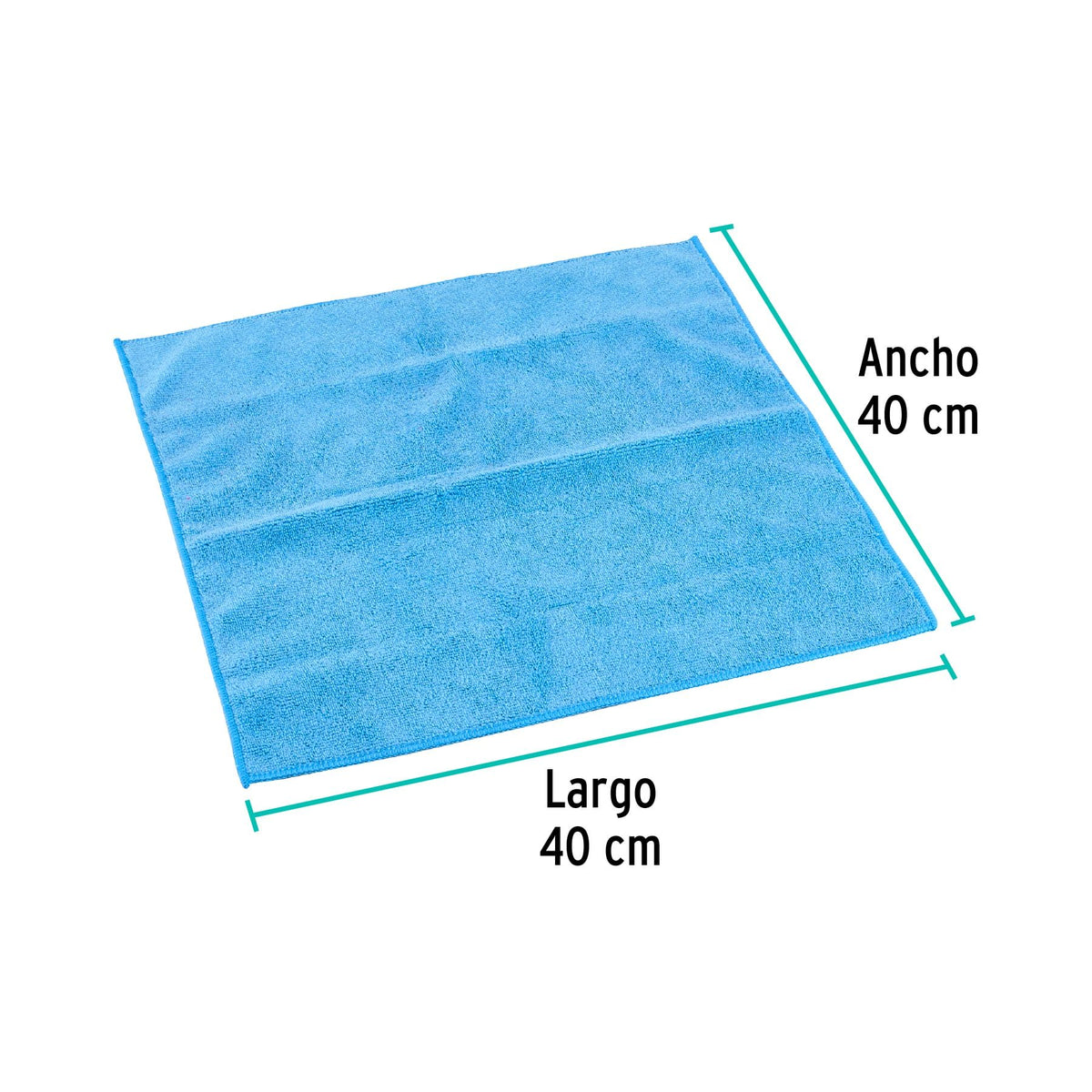 Medidas de la toalla de microfibra Klintek: 40 cm de ancho por 40 cm de largo