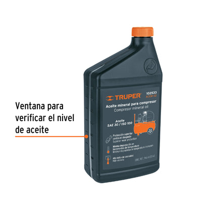 Aceite Mineral para Compresor de Aire 946ml Truper - Lubricante Profesional 32oz