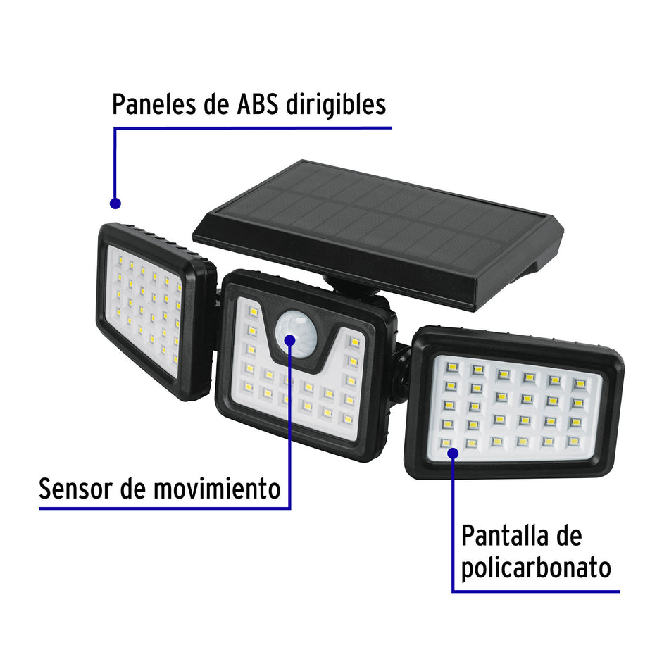 Luminario Solar LED 7 W con sensor de movimiento, Volteck.