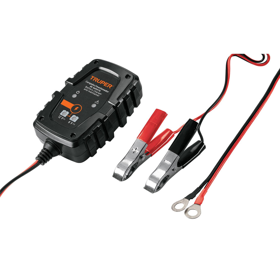 Cargador de 1 A para baterías de 6 y 12V, Truper