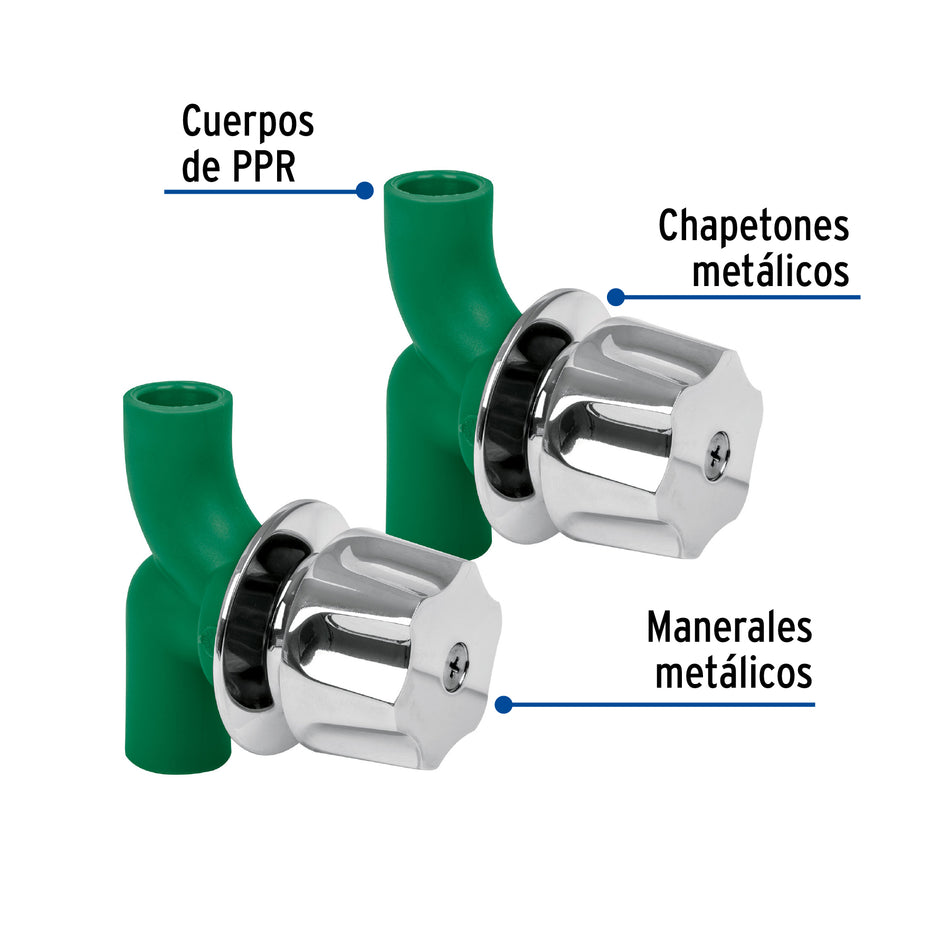 Caja con 2 llaves de PPR y manerales metálicos para empotrar