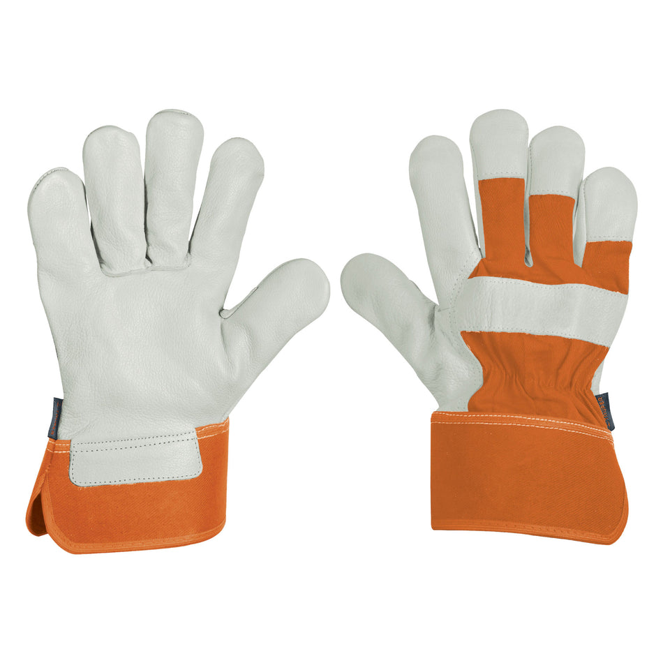 Guantes de piel de res y dorso de loneta, Truper