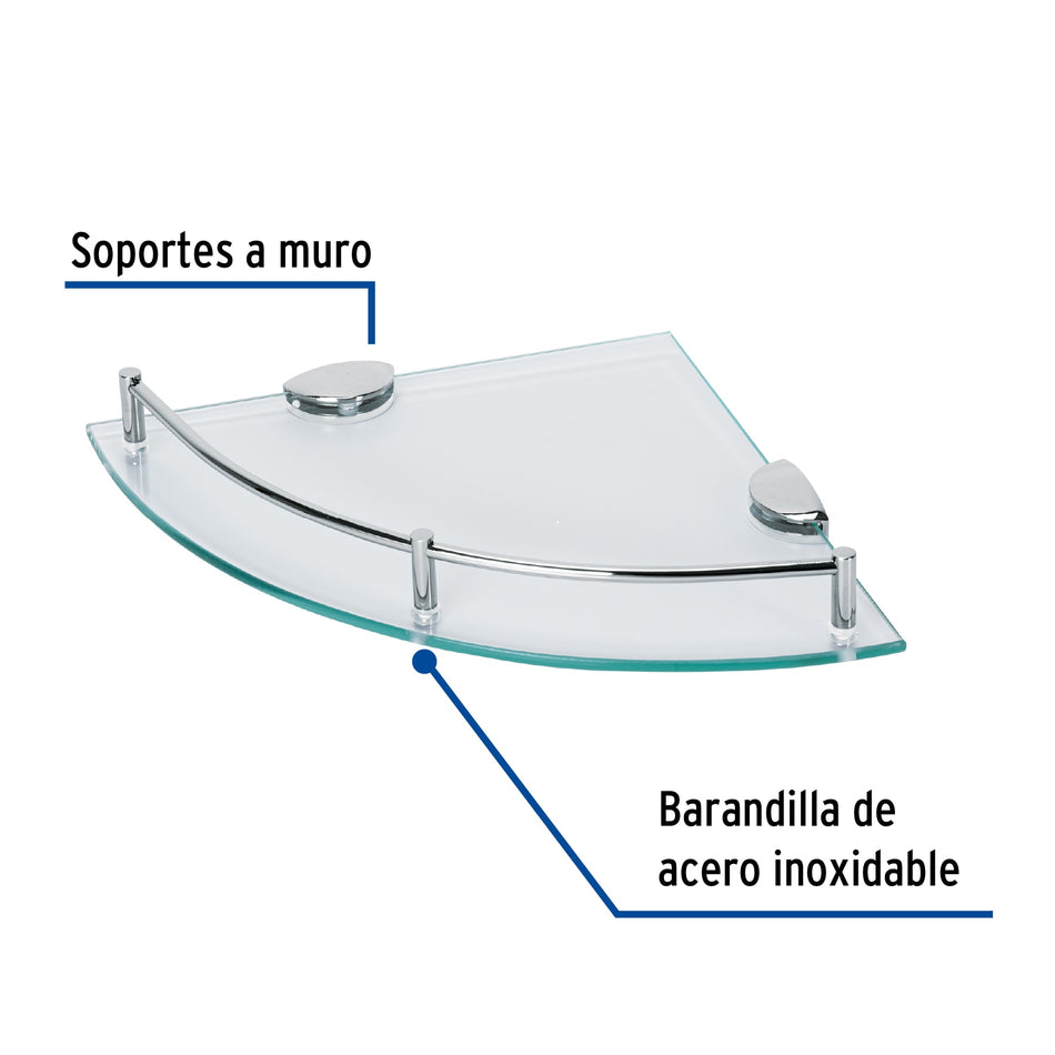 Juego de 4 repisas esquineras de vidrio, Foset