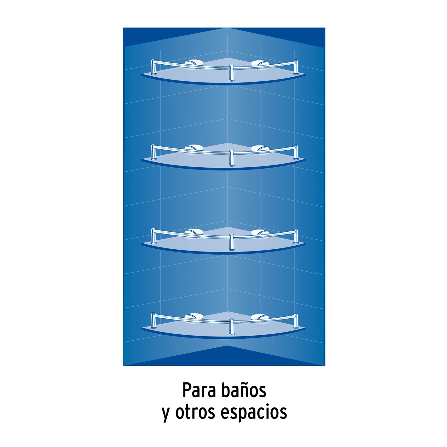 Juego de 4 repisas esquineras de vidrio, Foset