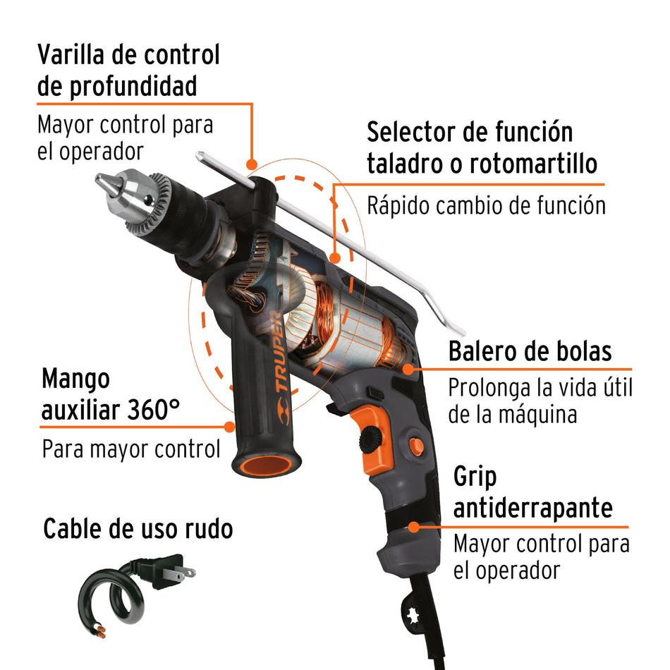 Rotomartillo 1/2" 700 W, industrial, Truper