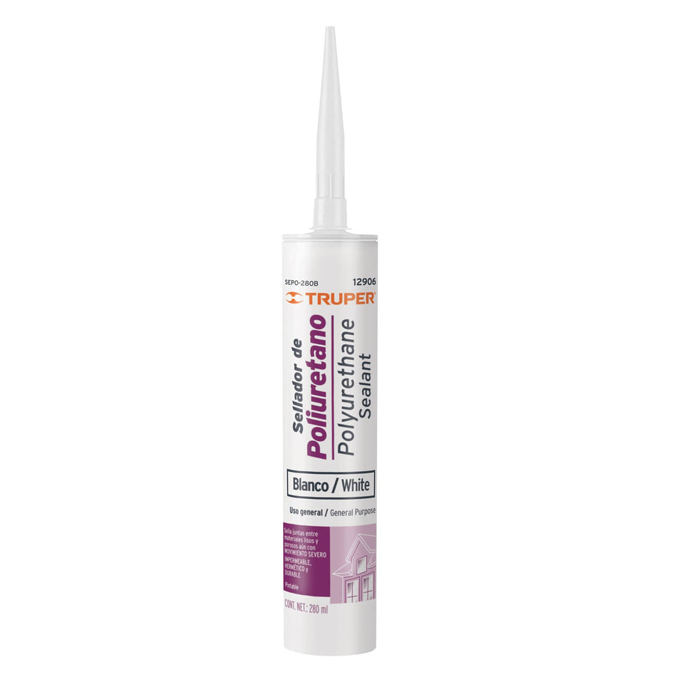 Silicon, Sellador de poliuretano impermeble de lluvias Laminas de 280 ml, blanco, Truper